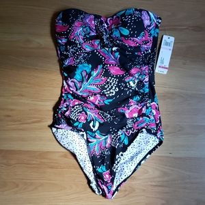 NWT Anne Cole strapless one piece floral swim suit